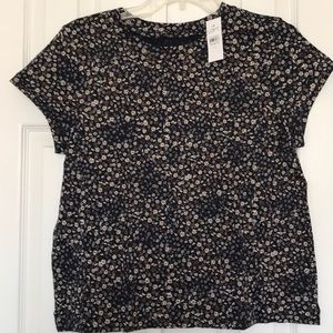 Loft Floral New Crew Tee - Forever Navy NWT